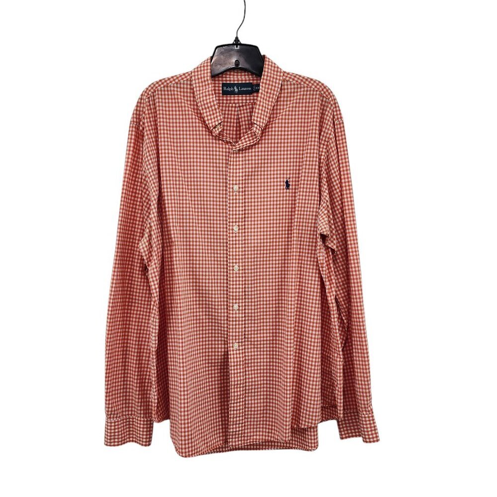 Ralph Lauren Men's Gingham Check Long Sleeve 100% Cotton Button Down Shirt